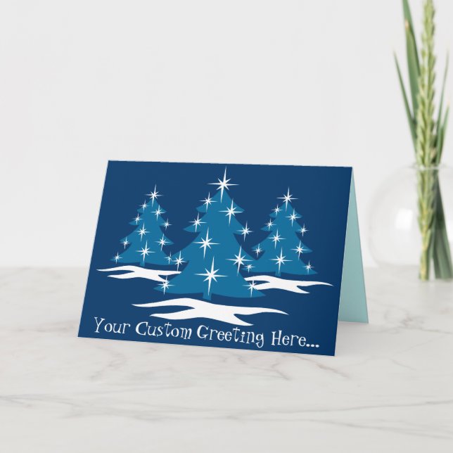 Happy Holidays Cards Classic Blue Christmas Cards (Front)