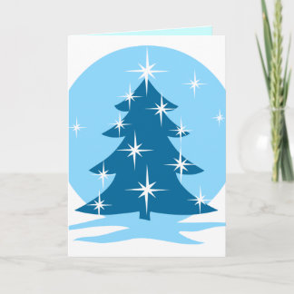 Happy Holidays Cards Classic Blue Tree Card
