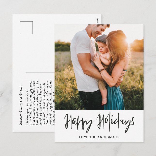 Happy Holidays Casual Hand Writing Photo Postcard (Front/Back)