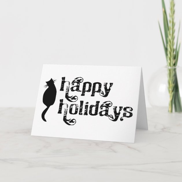 Happy Holidays Cat Silhouette Holiday Invitation