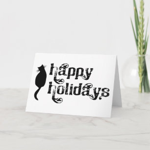 Happy Holidays Cat Silhouette Holiday Card