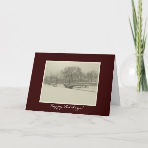 Happy Holidays _ Central Park Bow Bridge Winter Holiday Card