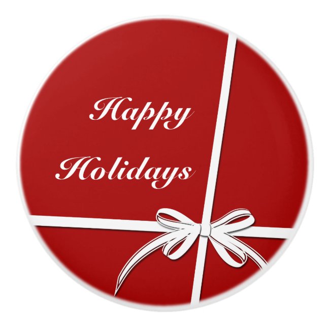 Happy Holidays Ceramic Knob (Front)