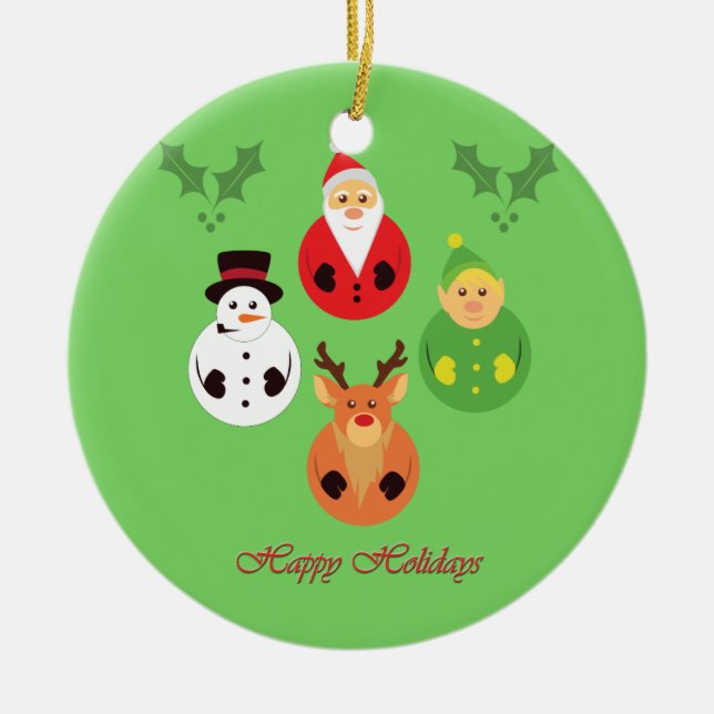 Happy Holidays! Ceramic Ornament (Front)