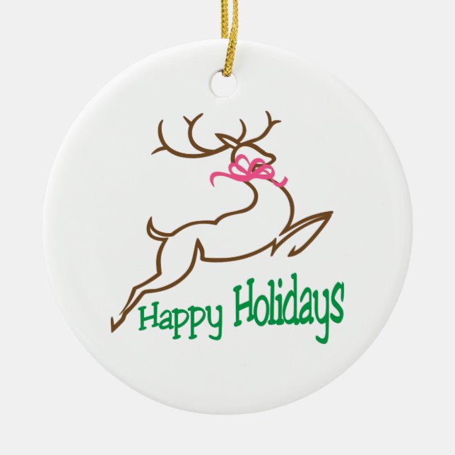 Happy Holidays Ceramic Ornament (Front)