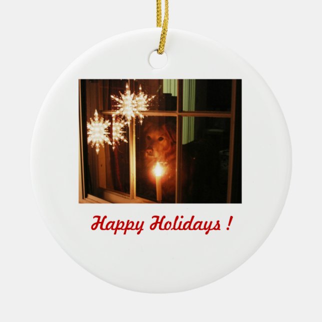 Happy Holidays ! Ceramic Ornament (Front)