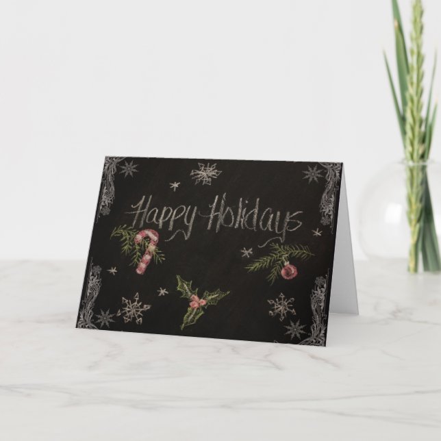Happy Holidays Chalkboard Card (Front)