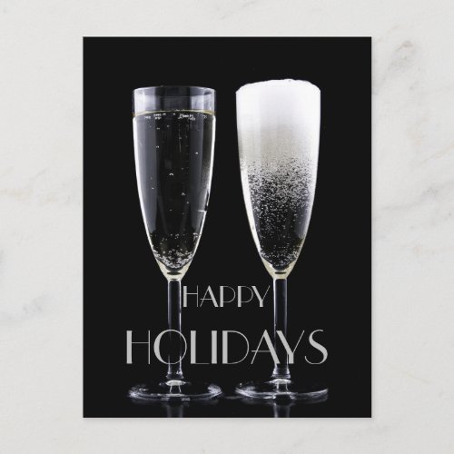 Happy Holidays Champagne Flute Christmas Cheers Holiday Postcard