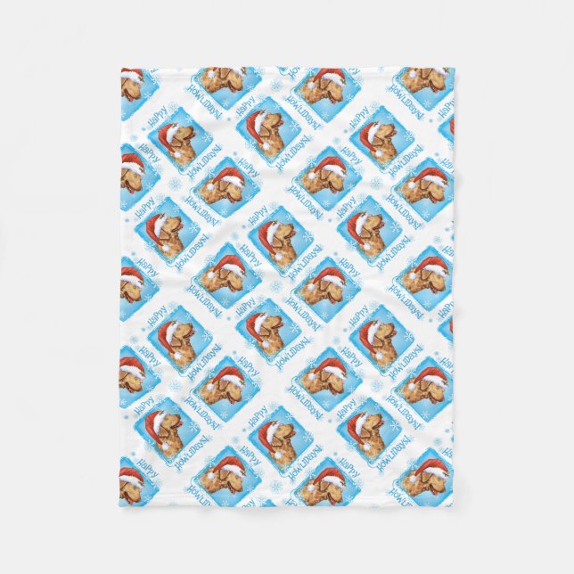 Happy Holidays  Chessie Fleece Blanket (Front)