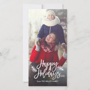 Happy Holidays Chic Hand Lettered Holiday Photo Card