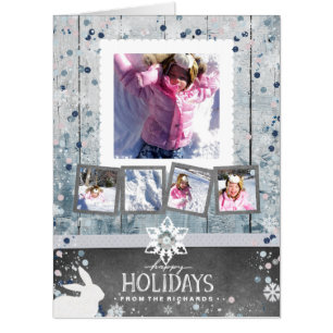 Happy Holidays Christmas 5 Photo Collage Card