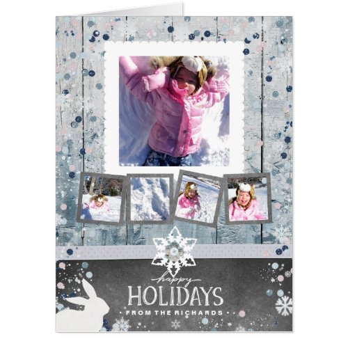 Happy Holidays Christmas 5 Photo Collage Card