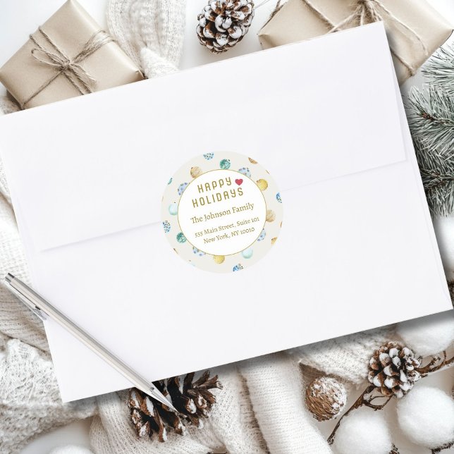 Happy Holidays!  Christmas Address Classic Round Sticker (Creator Uploaded)