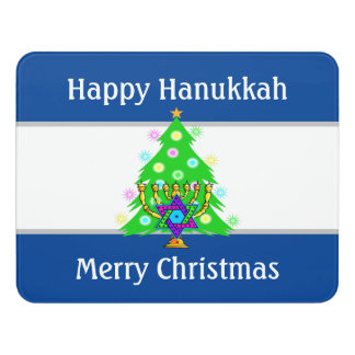 Happy Holidays Christmas and Hanukkah Door Sign