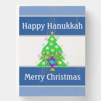 Happy Holidays Christmas and Hanukkah Wooden Box Sign