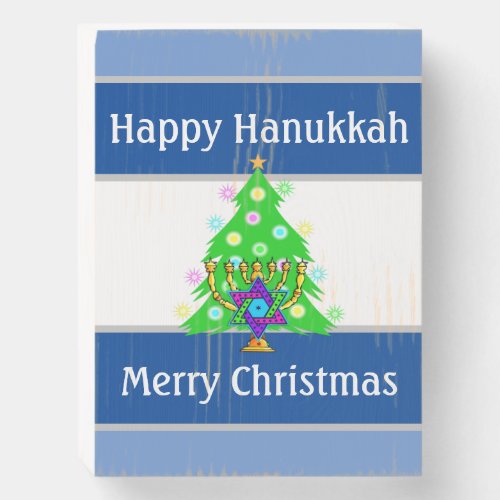 Happy Holidays Christmas and Hanukkah   Wooden Box Sign