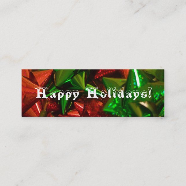 Happy Holidays christmas bow bookmark Mini Business Card (Front)