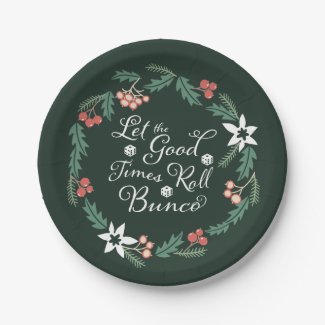 Happy Holidays Christmas Bunco Party Paper Plate