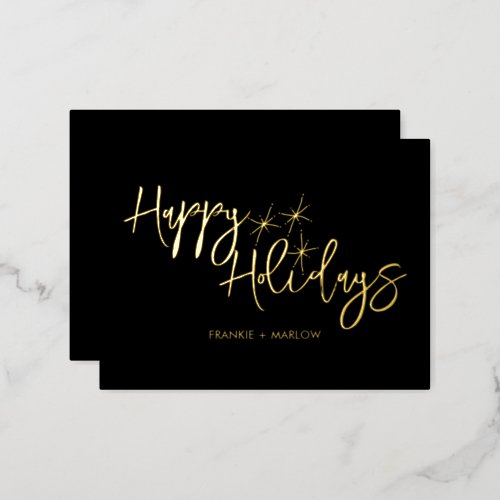 Happy Holidays Christmas Business Logo Black Foil Holiday Postcard