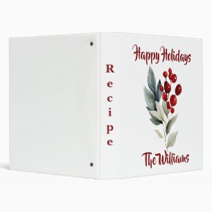 Happy Holidays Christmas Cherry Family Recipe 3 Ring Binder