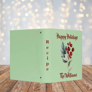 Happy Holidays Christmas Cherry Family Recipe 3 Ring Binder