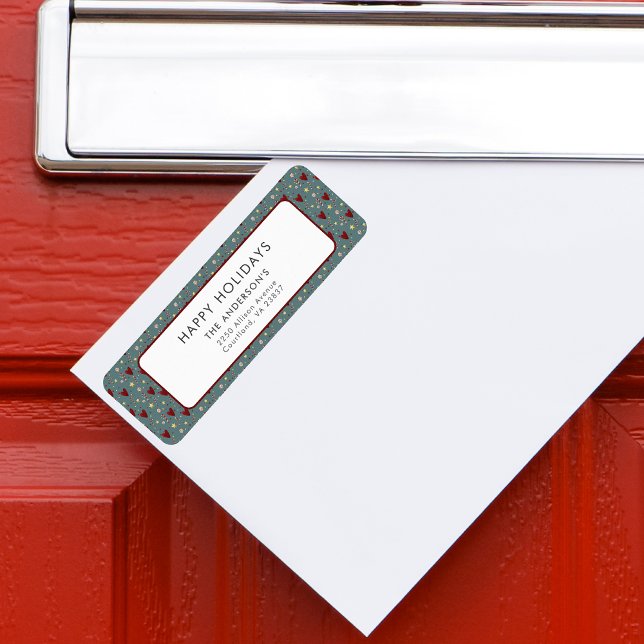 Happy Holidays Christmas Colorful Heart Pattern Label (Creator Uploaded)