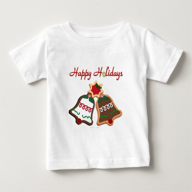 Happy Holidays Christmas Cookie Bells Baby T-Shirt (Front)