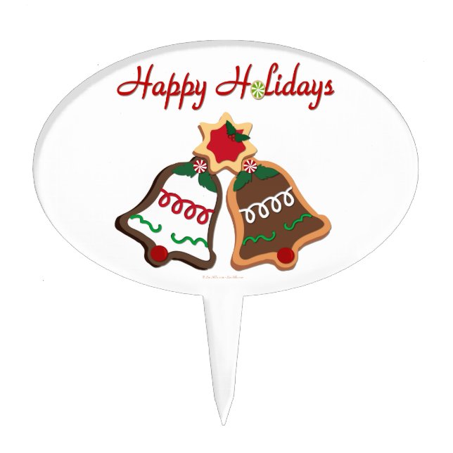Happy Holidays Christmas Cookie Bells Cake Topper (Front)