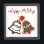 Happy Holidays Christmas Cookie Bells Jewelry Box<br><div class="desc">Thank You for visiting The Holiday Christmas Shop! You are viewing The Lee Hiller Designs Holiday Collection of Home and Office Decor,  Apparel,  Gifts,  Collectibles and more. The Designs include Lee Hiller Photography in Hand Drawn Mixed Media and  Digital Art Collection.</div>