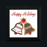 Happy Holidays Christmas Cookie Bells Keepsake Box<br><div class="desc">Thank You for visiting The Holiday Christmas Shop! You are viewing The Lee Hiller Designs Holiday Collection of Home and Office Decor,  Apparel,  Gifts,  Collectibles and more. The Designs include Lee Hiller Photography in Hand Drawn Mixed Media and  Digital Art Collection.</div>