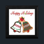 Happy Holidays Christmas Cookie Bells Keepsake Box<br><div class="desc">Thank You for visiting The Holiday Christmas Shop! You are viewing The Lee Hiller Designs Holiday Collection of Home and Office Decor,  Apparel,  Gifts,  Collectibles and more. The Designs include Lee Hiller Photography in Hand Drawn Mixed Media and  Digital Art Collection.</div>
