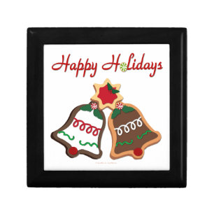 Happy Holidays Christmas Cookie Bells Keepsake Box