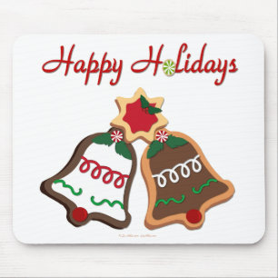 Happy Holidays Christmas Cookie Bells Mouse Pad