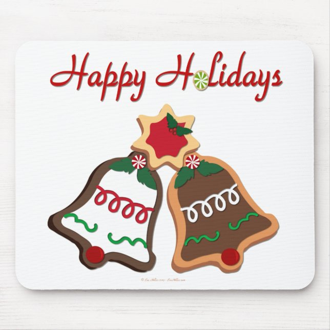 Happy Holidays Christmas Cookie Bells Mouse Pad (Front)