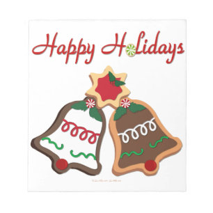 Happy Holidays Christmas Cookie Bells Notepad