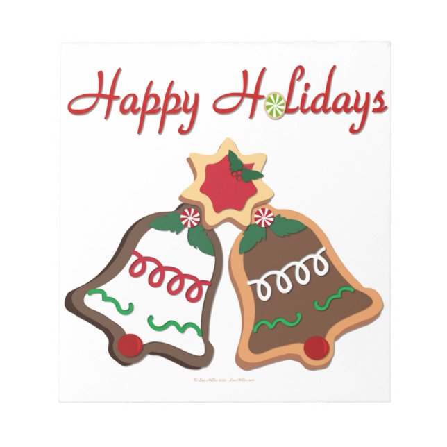 Happy Holidays Christmas Cookie Bells Notepad (Front)