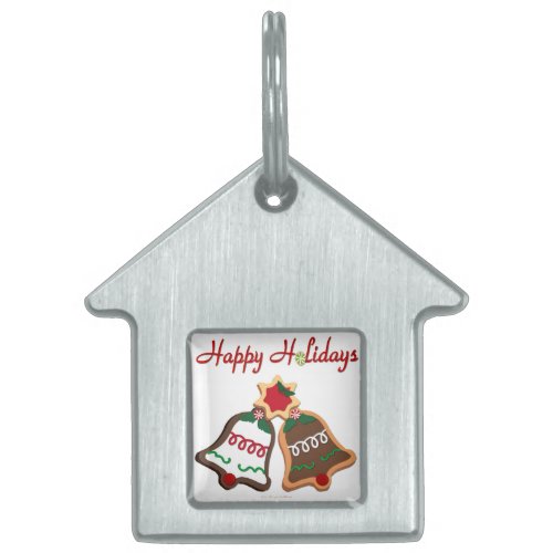 Happy Holidays Christmas Cookie Bells Pet Tag