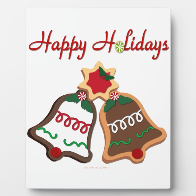 Happy Holidays Christmas Cookie Bells Plaque (Front)