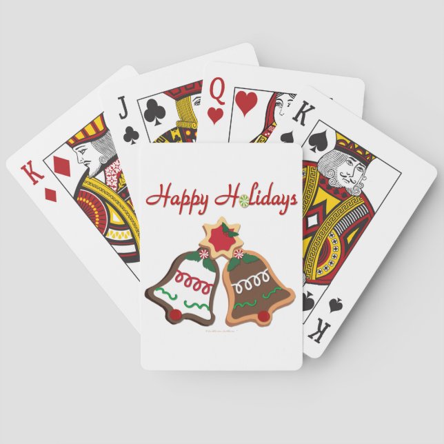 Happy Holidays Christmas Cookie Bells Poker Cards (Back)