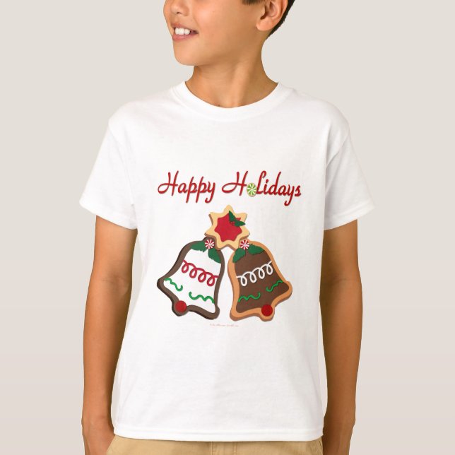 Happy Holidays Christmas Cookie Bells T-Shirt (Front)