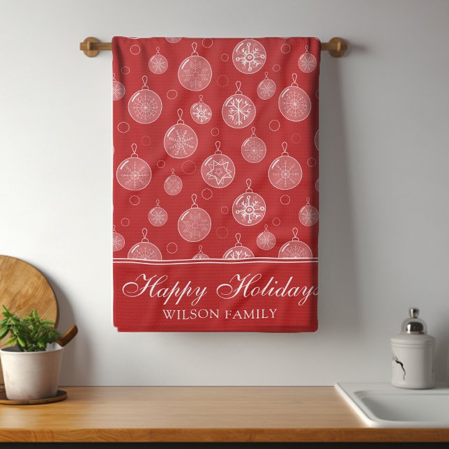 Happy Holidays Christmas Decorations Personalized Kitchen Towel (Creator Uploaded)