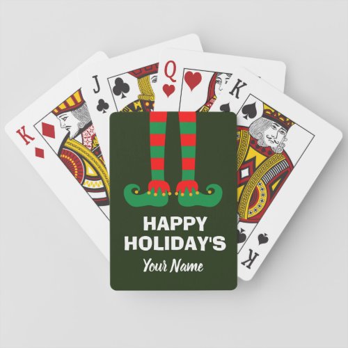 Happy Holidays Christmas elf playing cards gift