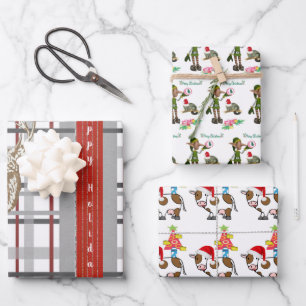 Happy Holidays Christmas Elf Wrapping Paper Sheets