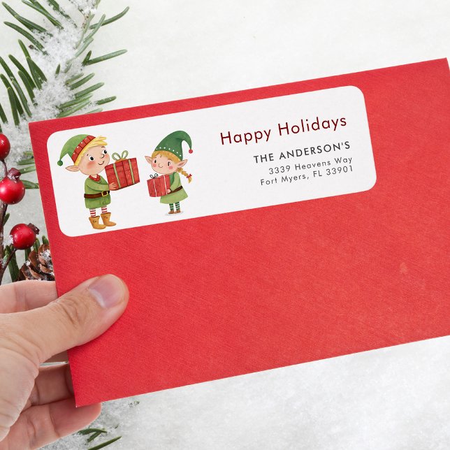 Happy Holidays Christmas Elfs Mischief Label (Creator Uploaded)