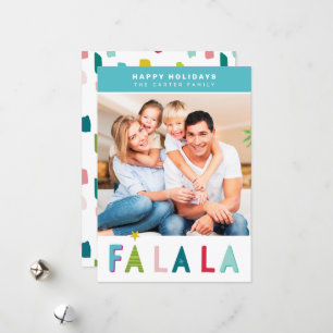 HAPPY HOLIDAYS christmas falala typography aqua Holiday Card