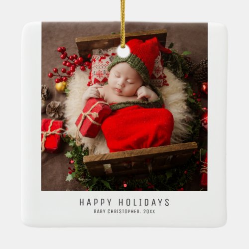 Happy Holidays Christmas Family Baby Images Ceramic Ornament
