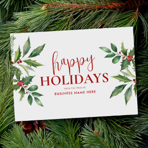 Happy Holidays Christmas Floral Business Holiday Card