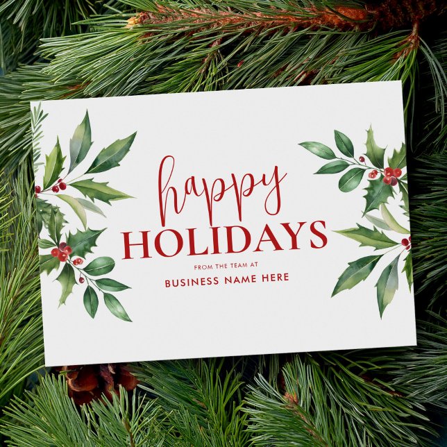 Happy Holidays Christmas Floral Business Holiday Card (Creator Uploaded)