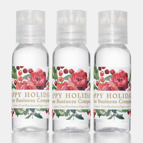 Happy Holidays Christmas floral Promotional Hand Sanitizer