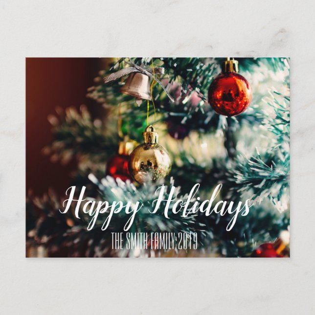 Happy Holidays Christmas From Family Name Holiday Postcard (Front)